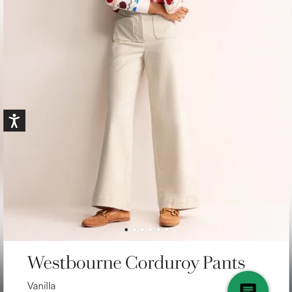 BNWT Boden Westbourne Corduroy Pants with Flare in vanilla